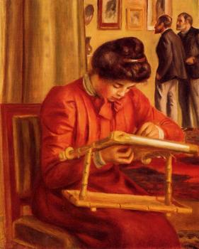 Pierre Auguste Renoir : Christine Lerolle Embroidering
